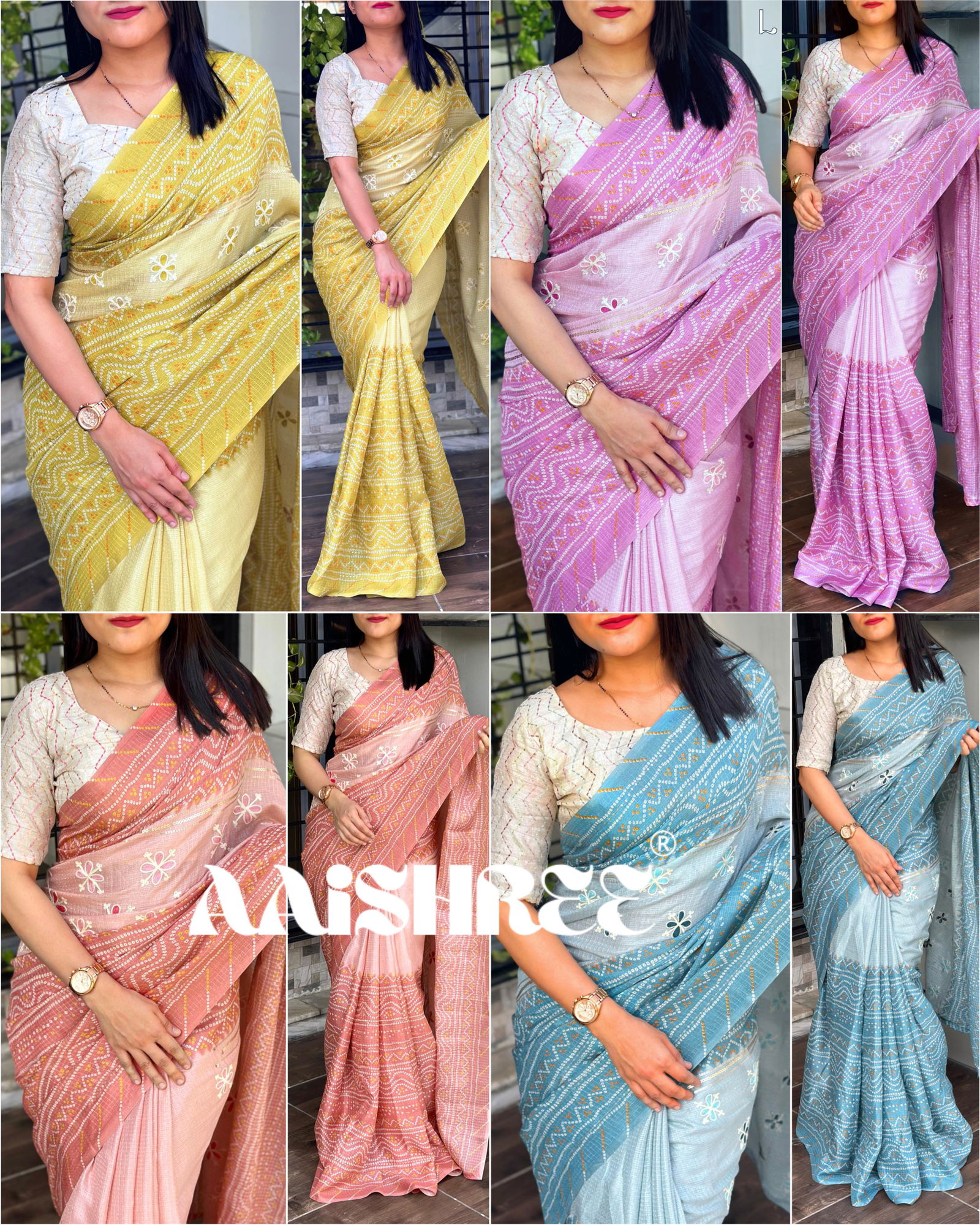 SV Mani Kota linen Heavy Bandhani Printed Sarees Wholesale Market In Surat